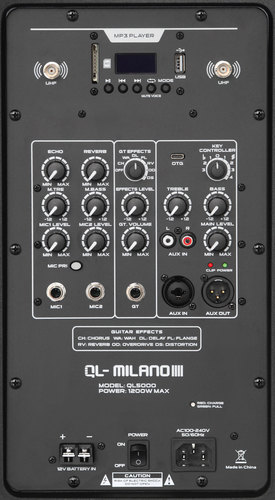 מערכת הגברה ניידת פרימיום QL-MILANO QL5000 – עוצמה של 1200W כולל כיוון טונציה ואפקטים מתקדמים
