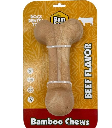 Bamboo Chews – עצם לעיסה לכלבים מטעם בקר | צעצוע דנטלי עמיד וידידותי לסביבה
