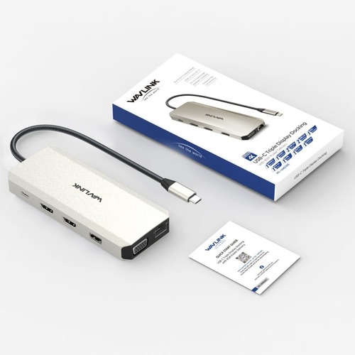תחנת עגינה Wavlink WL-UMD301 USB-C Triple Display - טעינה 85W PD ורזולוציית 4K