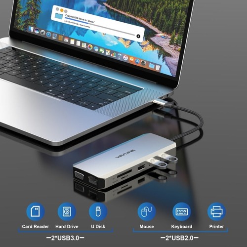 תחנת עגינה Wavlink WL-UMD301 USB-C Triple Display - טעינה 85W PD ורזולוציית 4K