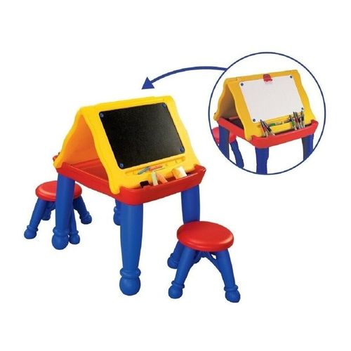 שולחן פעילות יצירה 3 ב-1 - שולחן, לוח מחיק ולוח גיר