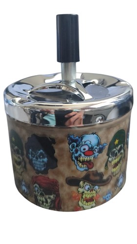 מאפרה מסתובבת גולגולות צבעוניות – קוטר 9 ס