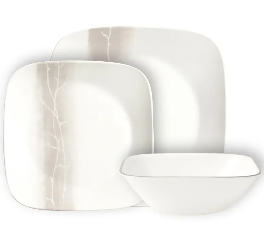 סט צלחות 18 חלקים מרובע Grove קורנינג | Corning Ware Wandering Grove