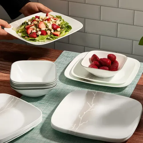 סט צלחות 18 חלקים מרובע Grove קורנינג | Corning Ware Wandering Grove