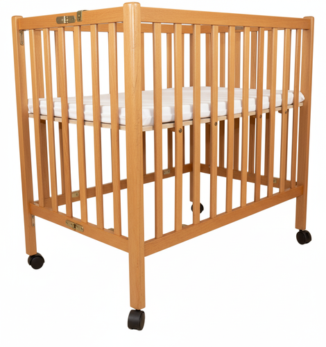 עריסה 2 גבהים מתקפלת לתינוק מעץ 'פומה' - טבעי