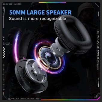 אוזניות גיימינג מקצועיות Onikuma X33 – תאורת RGB | חיבור Type-C עם מתאם USB