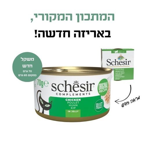 שימור שזיר משלים עוף בג'לי לחתול בוגר 70 גרם Schesir Complements