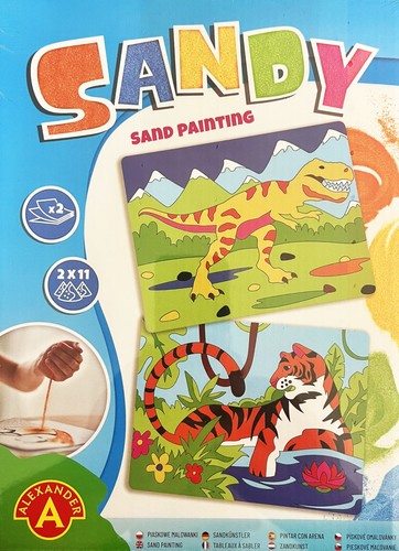 SANDY sand painting 2 pic. tiger + dinosaur