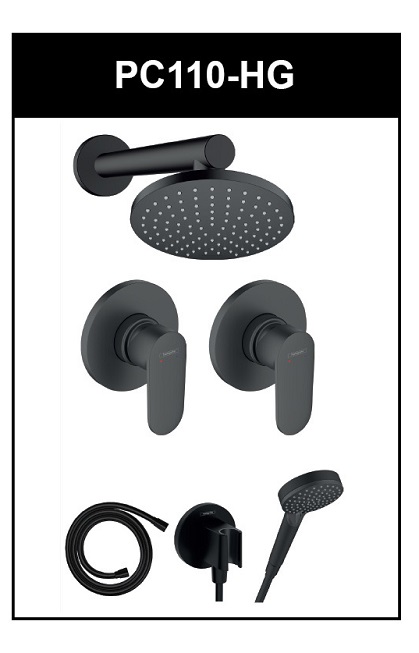 חבילת ורניס בלנד 3 דרך בגימור שחור מט HANSGROHE