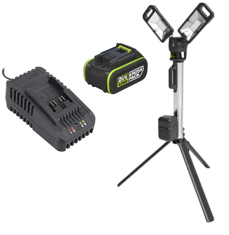 עמוד תאורה 4,500 לומן נטען 20V כולל סוללה 4AH דגם WORX WU029.9