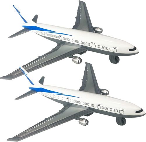מארז 2 מטוסי נוסעים ממתכת (Die-Cast) עם מנגנון משיכה לאחור לנסיעה