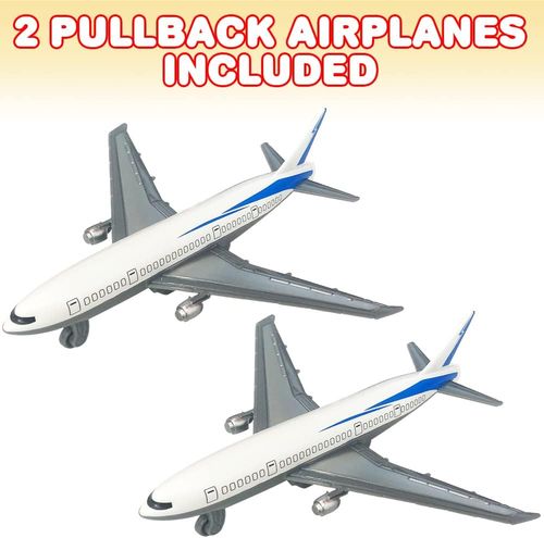 מארז 2 מטוסי נוסעים ממתכת (Die-Cast) עם מנגנון משיכה לאחור לנסיעה