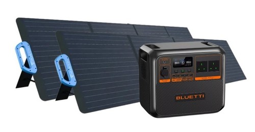 מארז תחנת כוח ניידת ושמי פאנלים סולאריים Bluetti AC180P 1440Wh + BigBlue 200W