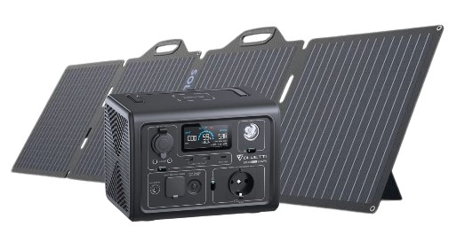 מארז תחנת כוח ניידת ופאנל סולארי Bluetti EB3A 600W + BigBlue 200W