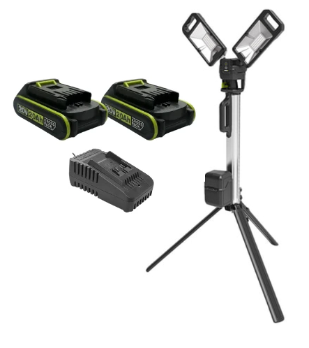 עמוד תאורה 4,500 לומן נטען 20V כולל 2 סוללות 2AH דגם WORX WU029.9