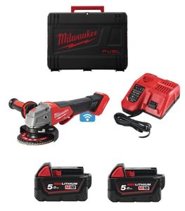 ערכת משחזת זווית ONE-KEY RAPID STOP "5 נטענת M18ONEFSAG125XPDB-2X5A 18V FUEL מבית Milwaukee