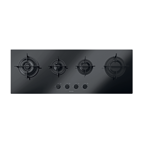 כיריים גז 110 ס”מ 4 להבות Barazza סדרת MOOD זכוכית שחורה דגם 1PMD104N