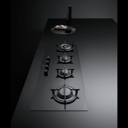 כיריים גז 110 ס”מ 4 להבות Barazza סדרת MOOD זכוכית שחורה דגם 1PMD104N