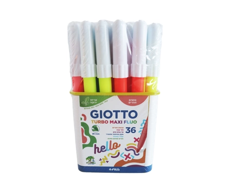 טושים עבים זוהרים Turbo maxi Fluo בכוס - 36 יח