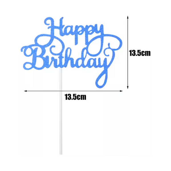 10 טופרים מנייר מנצנץ Happy Birthday צבע כחול
