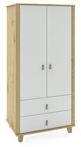 ארון בוסטון לחדר תינוק / ילדים 2 דלתות - לבן משולב טבעי