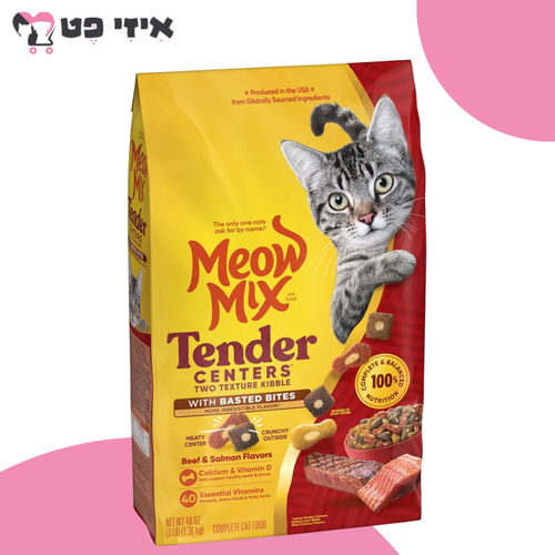 מיאו מיקס טנדרס סלמון ובקר לחתולים בכל שלבי החיים 1.36 ק