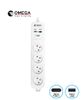 רב שקע 4 שקעים + כבל 30 ס"מ דגם OM-QG-04-2U-C-L אומגה 2A USB + TYPE-C + מטען OMEGA USB A/C 
