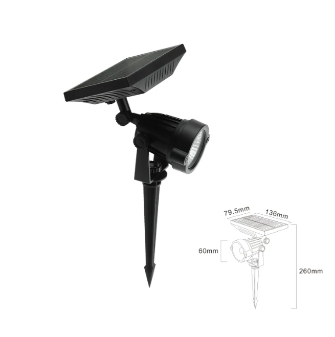 ספוט לד סולארי לגינה  אור ירוק 3.7V 5W