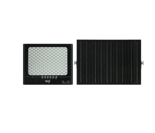 פנס סולרי לד שחור 6500K 200W  
