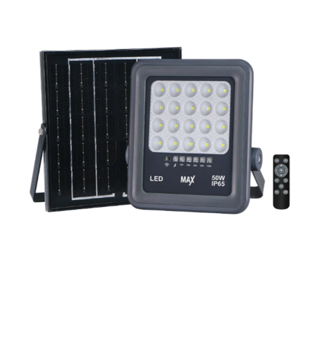  פנס הצפה סולארי שחור + שלט  50W 6500K