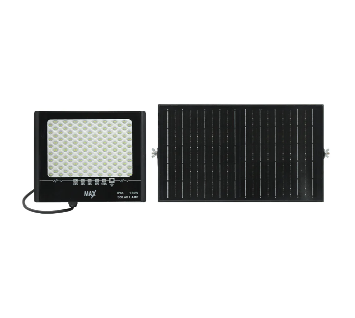 פנס סולרי לד שחור 6500K 150W  