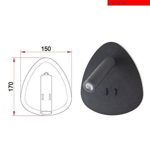 10+3W מנורת קיר אספן שחור לד