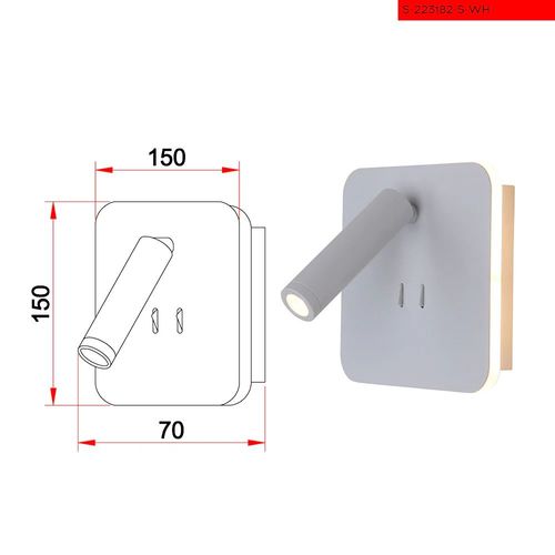 מנורת קיר קארדין מרובע לבן מתכוון