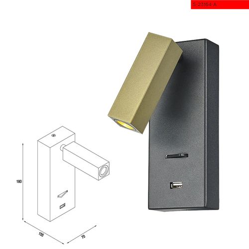 3000K 3W USB מנורת קיר קים לד עם