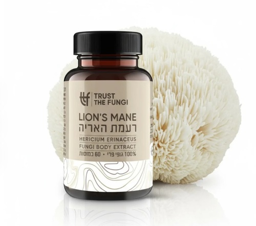 פטריית רעמת האריה 60 כמוסות Trust The Fungi Lion's Mane Fungi Body Extract