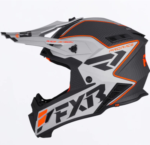 קסדה לאופנוע FXR RACING HELIUM CARBON 2026 שחור\כתום\כסוף קרבון 22.06