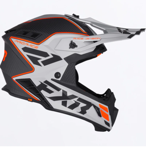 קסדה לאופנוע FXR RACING HELIUM CARBON 2026 שחור\כתום\כסוף קרבון 22.06