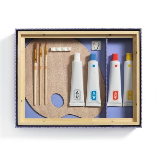 מבט על קופסא פתוחה של ערכת ציור DJECO Atelier 23 למבוגרים
