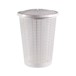 סל כביסה עשוי מפלסטיק עגול עם מכסה