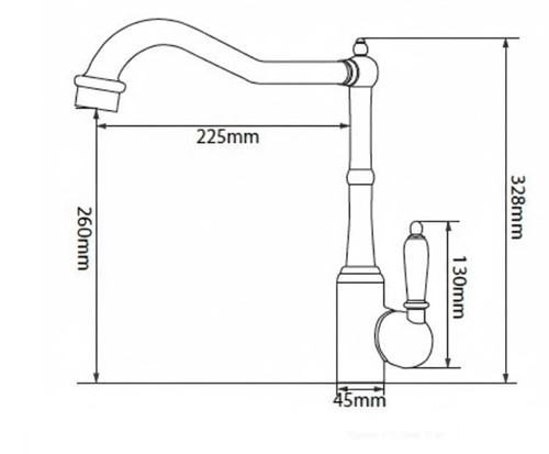 שירטוט ברז מטבח 3614 כרום SIVANOFIR