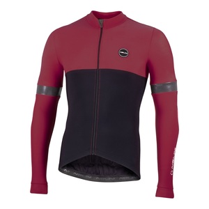 חולצה ארוכה לרכיבת אופניים לגברים WARM WRAP JERSEY אדום-שחור עמוק מחממת ומנדפת