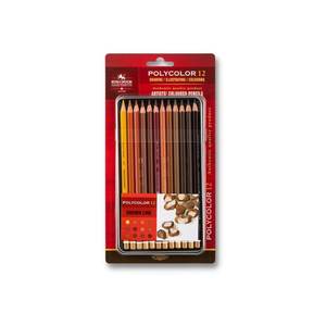 סט 12 עפרונות פוליקולור גווני חום KOH-I-NOOR Polycolr