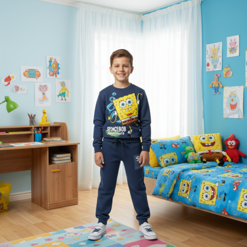 חליפת פוטר בנים בוב ספוג כחול כהה