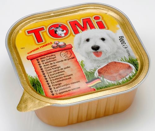 מעדן  TOMI לכלבים בטעם עוף 300 גרם