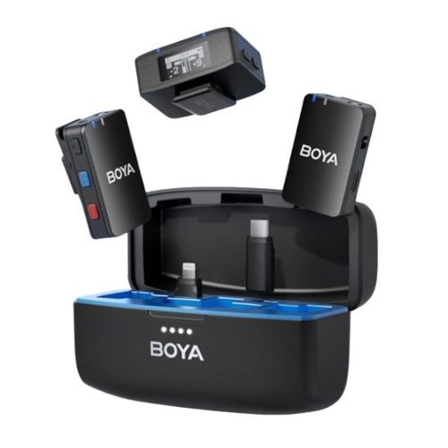 מיקרופון דש אלחוטי כפול BoyaMic עם מארז טעינה
