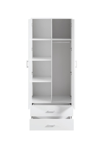 ארון בגדים 2 דלתות 80×220 דגם מתן Matan לבן | מבית WOODY