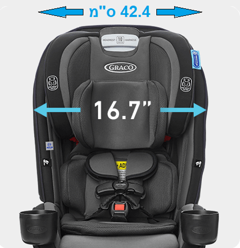 כיסא בטיחות משולב בוסטר צר במיוחד 3 ב 1 טרו3פיט True3Fit LX הכל באחד 
