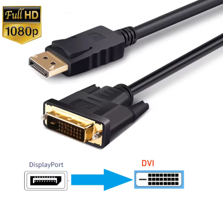 כבל displayport זכר ל DVI זכר באורך 1 מטר