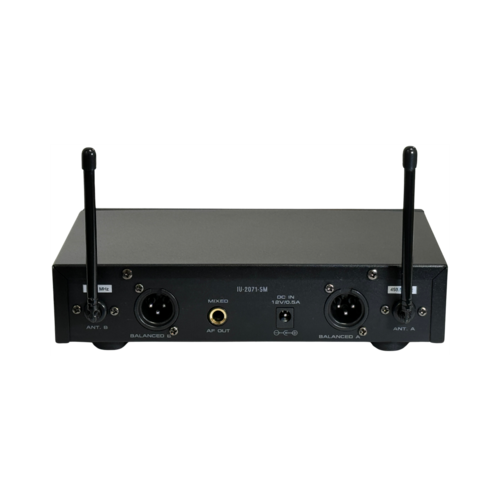 מקלט כפול איכותי מקצועי UHF עם סוללה נטענת מובנת (ללא מיקרופון) 499.4+504.9MHz