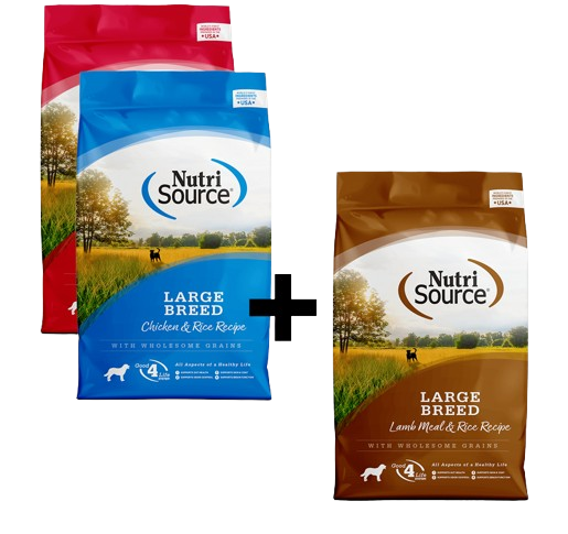 2+1 נוטרי סורס Nutri Source מזון לכלב כל הגזעים מכל הטעמים 1.8 ק"ג
